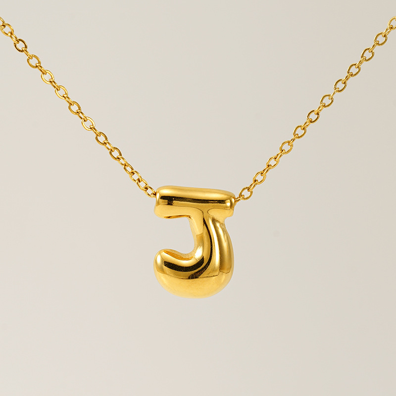 Gold color / 1 Piece Simple Series Daily Letter J Titanium Steel  Gold Color Unisex Pendant Necklaces Picture10